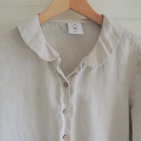Son de Flor Tan 100% Linen Classic Shirt XL *Runs S - Picture 4 of 12